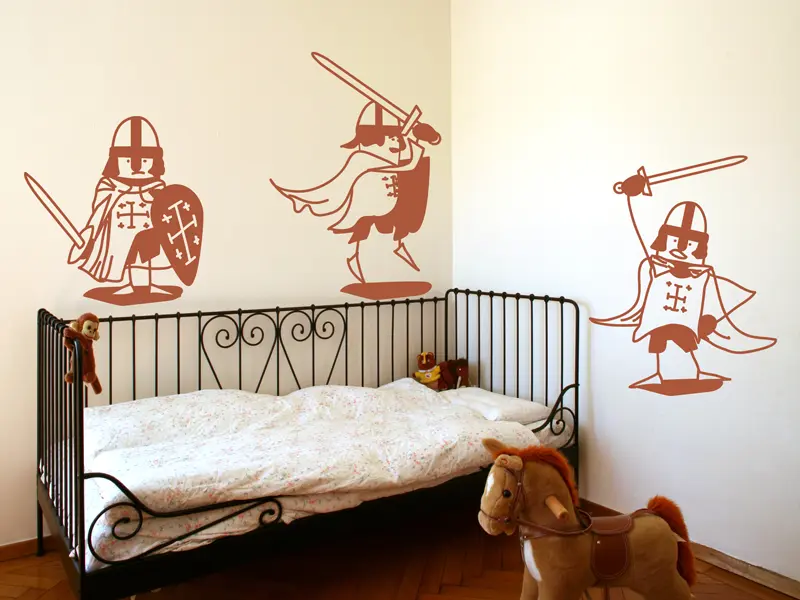 Sticker mural Chevaliers / Cowboys / Héros Pack 3 Chevaliers résultat en situation Sticker Pack 3 Chevaliers