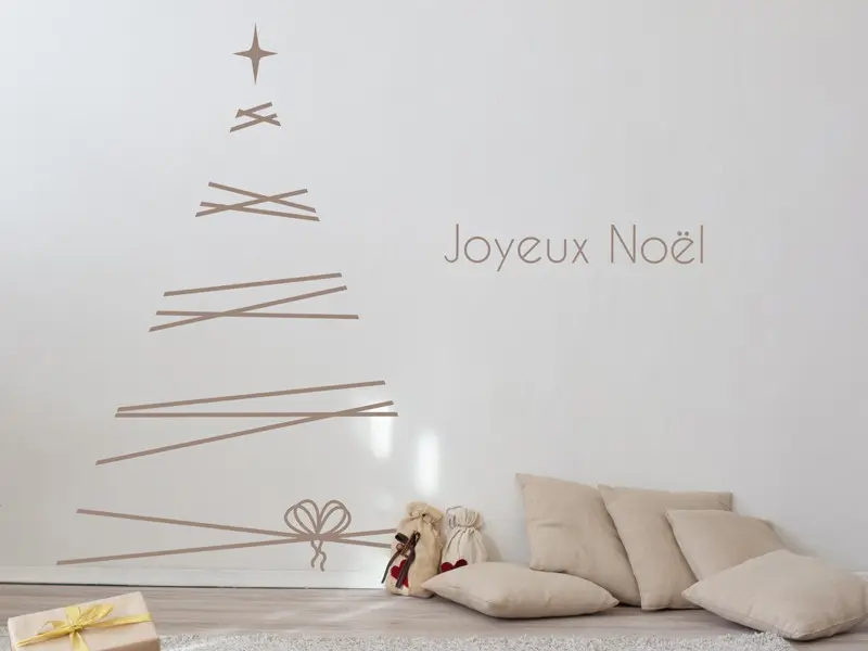 Sticker mural Noël Sapin de Noël Cadeau résultat en situation Sticker Sapin de Noël Cadeau