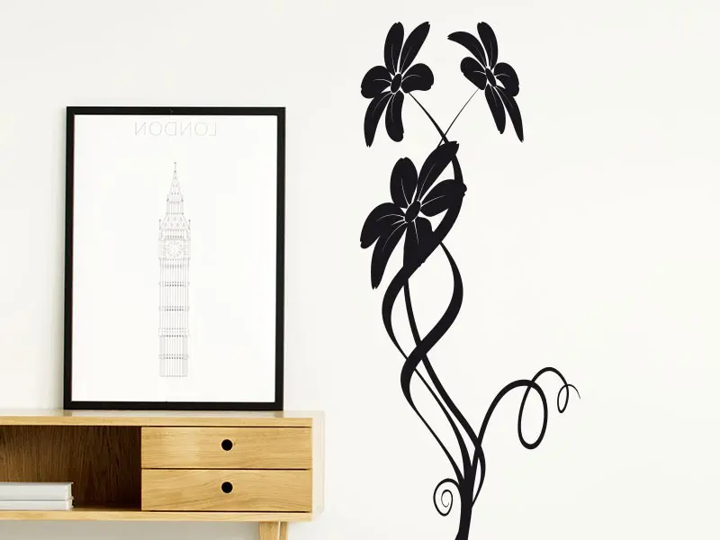 Sticker mural Stickers muraux fleurs Fleurs Marguerites Design résultat en situation gros plan Sticker Fleurs Marguerites Design