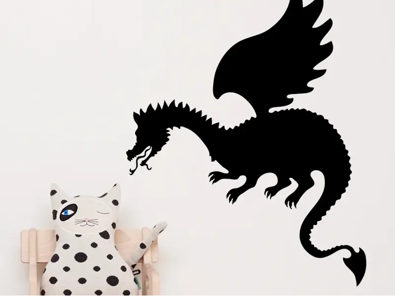 Sticker mural Chevaliers / Cowboys / Héros Dragon Chevalier résultat en situation gros plan Sticker Dragon Chevalier