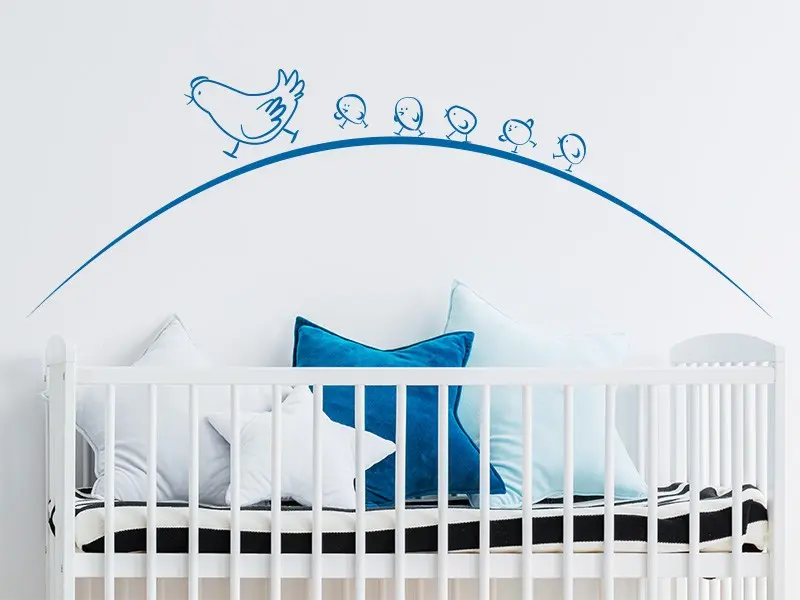 Sticker mural Stickers Bébé Petite Famille Poule résultat en situation gros plan Sticker Petite Famille Poule