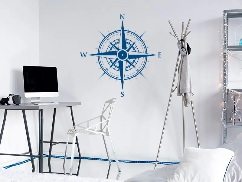 Sticker mural Mers et Océans Boussole Rose des vents résultat en situation Sticker Boussole Rose des vents