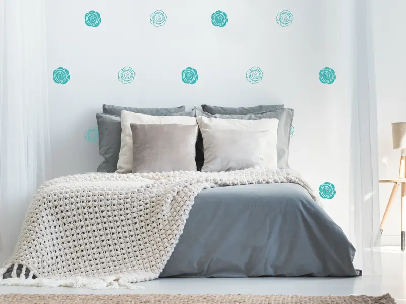 Sticker mural Stickers muraux fleurs Pack Fleurs Roses résultat en situation Sticker Pack Fleurs Roses