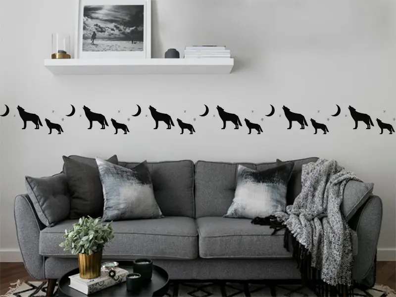 Sticker mural Stickers Frises Frise Loup résultat en situation Sticker Frise Loup