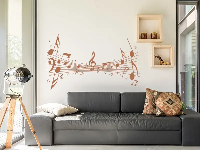 Sticker mural Partition Musique Folie résultat en situation Sticker mural Partition Musique Folie résultat en situation