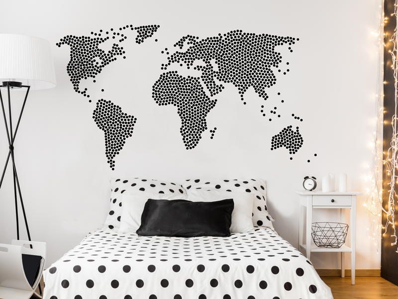 Autocolante de parede Mapa do Mundo Pontos