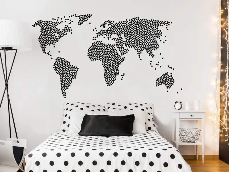 Autocolante de parede Mapa do Mundo Pontos Autocolante de parede Mapa do Mundo Pontos