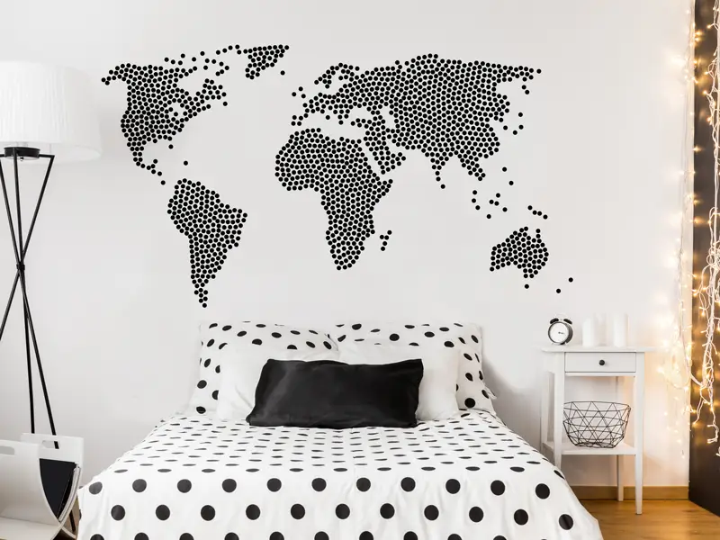 Autocolante de parede Mapa do Mundo Pontos Autocolante de parede Mapa do Mundo Pontos