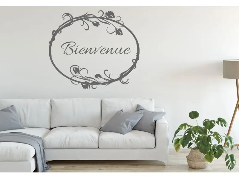 Sticker mural Cadres Cadre Floral Personnalisable résultat en situation Sticker Cadre Floral Personnalisable