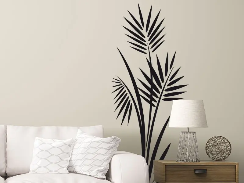 Sticker mural Stickers muraux fleurs Floral Feuilles de Palmier résultat en situation gros plan Sticker Floral Feuilles de Palmier