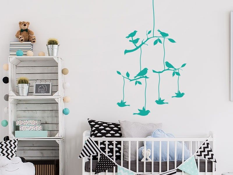 Sticker mural Branche Oiseaux 9 résultat en situation