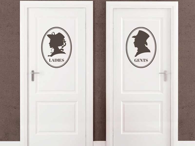 Autocolante de parede WC Ladies & Gents Vintage