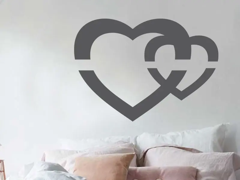 Sticker mural Déco Double Coeurs résultat en situation gros plan Sticker Double Coeurs