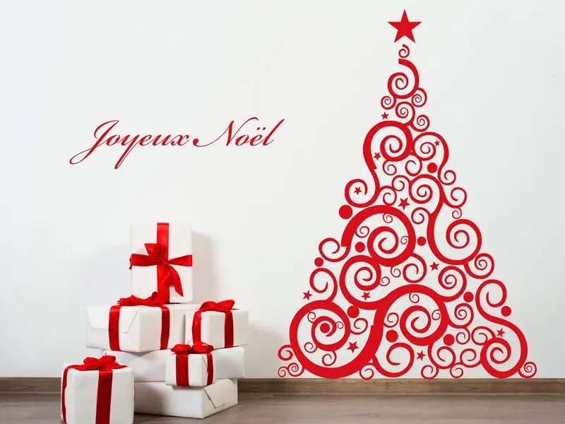 Sticker mural Noël Arbre de Noël Baroque résultat en situation Sticker Arbre de Noël Baroque