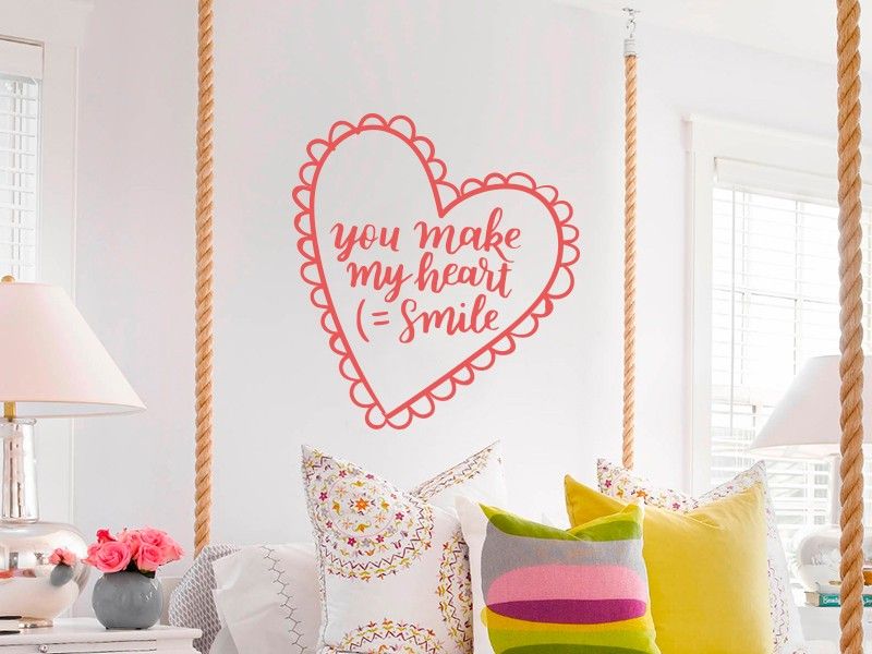 Sticker mural You Make My Heart Smile résultat en situation
