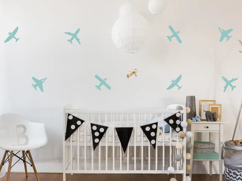 Sticker mural Avions & Bateaux Pack 8 Avions résultat en situation Sticker Pack 8 Avions