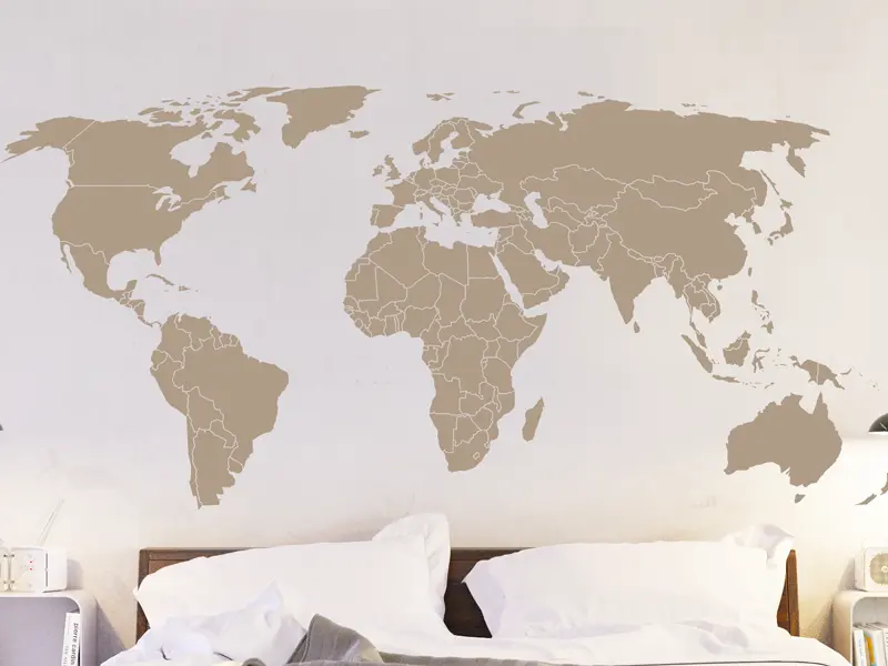 Autocolante Planisfério mapa Fronteiras résultat en situation gros plan Autocolante Planisfério mapa Fronteiras