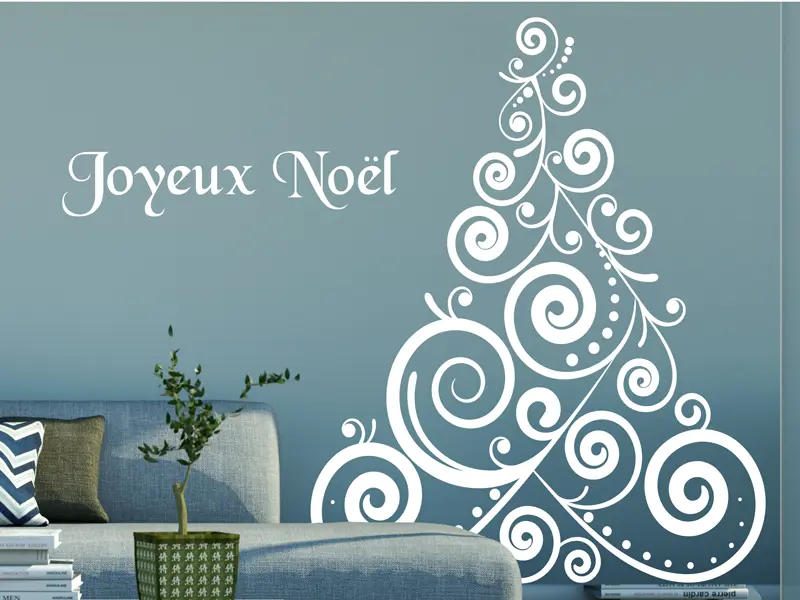 Sticker mural Noël Sapin de Noël Baroque 3 résultat en situation gros plan Sticker Sapin de Noël Baroque 3