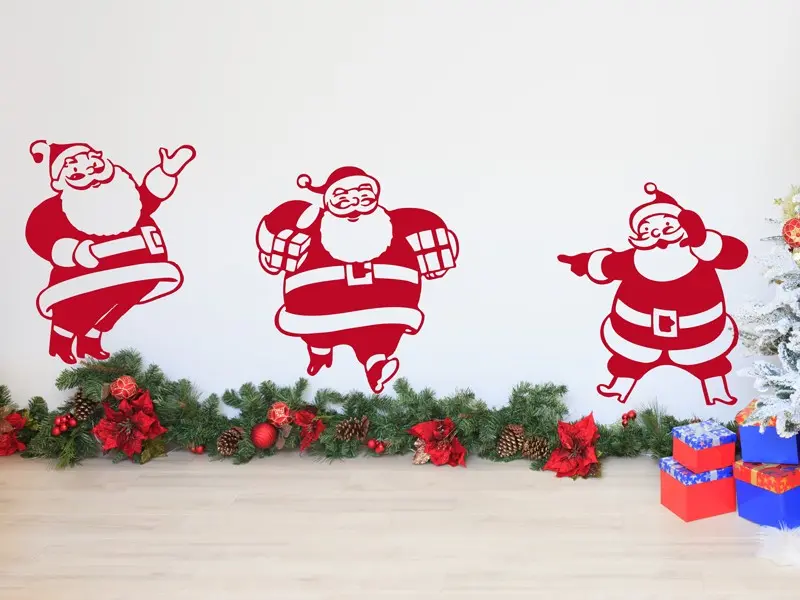 Sticker mural Noël Pack 3 Père Noël résultat en situation Sticker Pack 3 Père Noël