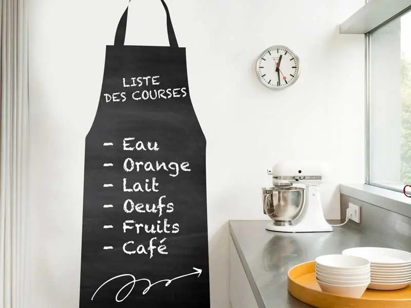 Sticker mural Stickers Ardoises Ardoise Tablier de cuisine résultat en situation gros plan Sticker Ardoise Tablier de cuisine