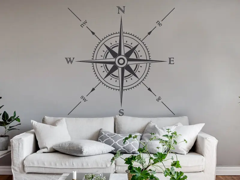 Sticker mural Avions & Bateaux Boussole Rose des vents 2 résultat en situation Sticker Boussole Rose des vents 2