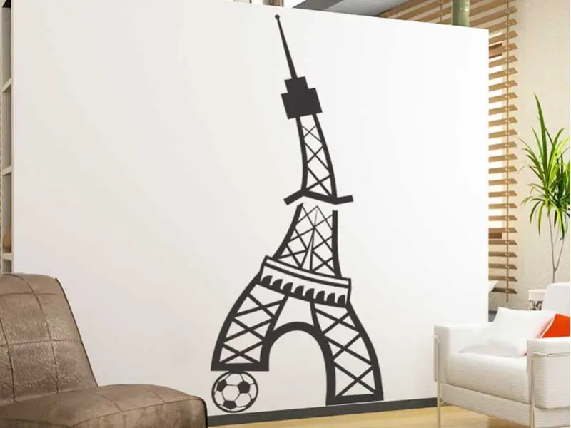 Sticker mural Football Foot Tour Eiffel résultat en situation gros plan Sticker Foot Tour Eiffel