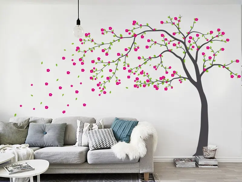 Sticker mural Arbre Fleurs d'Automne 3 résultat en situation