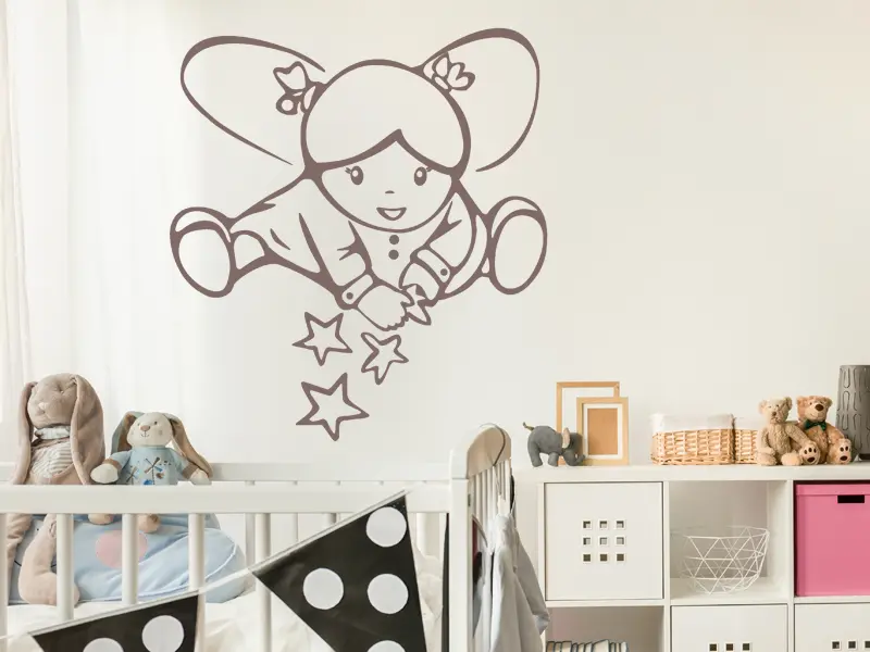 Sticker mural Féerique Fée Etoiles résultat en situation Sticker Fée Etoiles