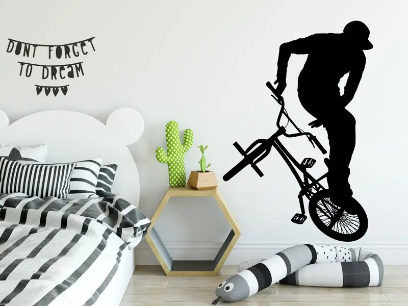 Sticker mural Skate & Ride Silhouette BMX Freestyle résultat en situation Sticker Silhouette BMX Freestyle