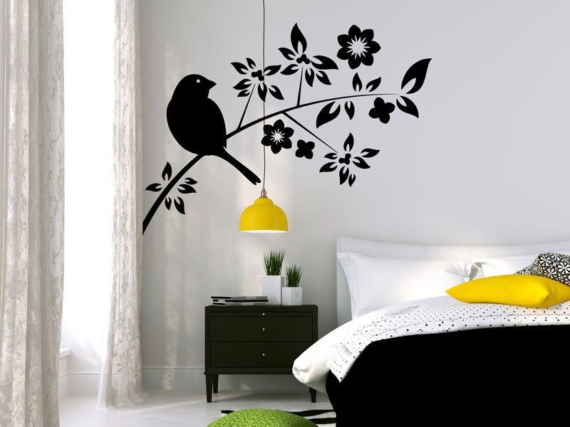Sticker mural Branche Oiseau 8 résultat en situation