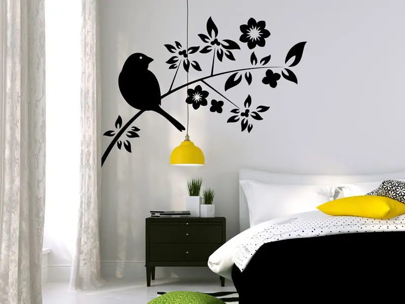 Sticker mural Branches Branche Oiseau 8 résultat en situation Sticker Branche Oiseau 8