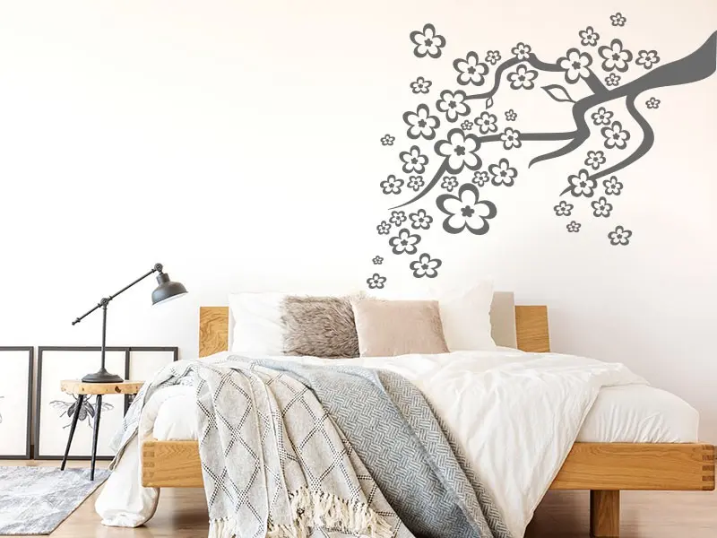 Sticker mural Branche Marguerites 2 résultat en situation