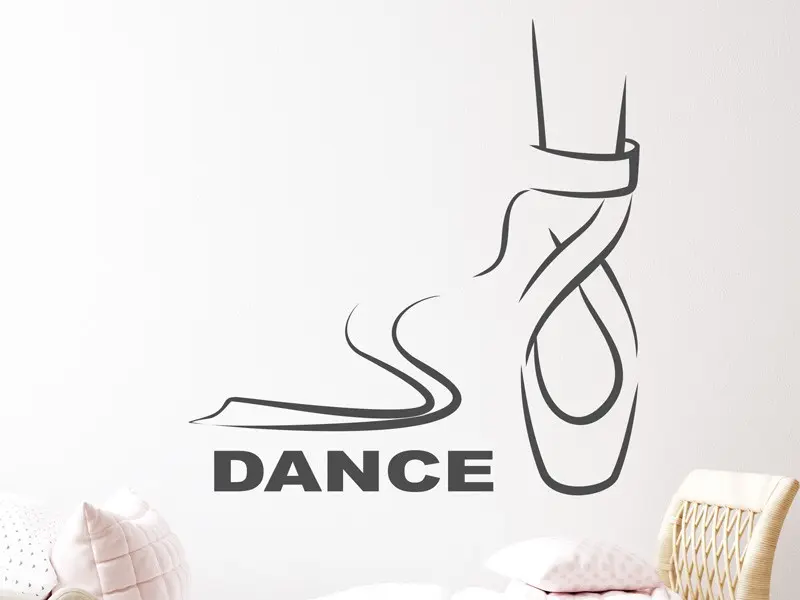 Sticker mural Prénoms Chausson de danse avec texte personnalisé résultat en situation gros plan Sticker Chausson de danse avec texte personnalisé