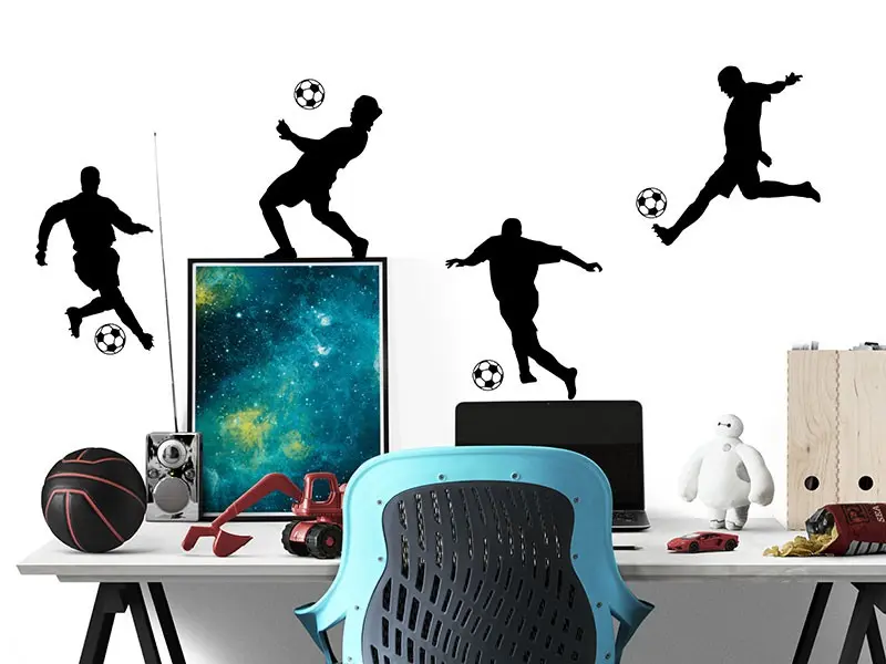 Sticker mural Pack 4 Joueurs de Foot résultat en situation