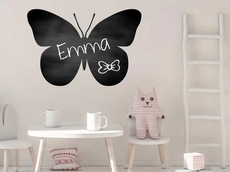 Sticker mural Stickers Ardoises Ardoise Papillon résultat en situation Sticker Ardoise Papillon