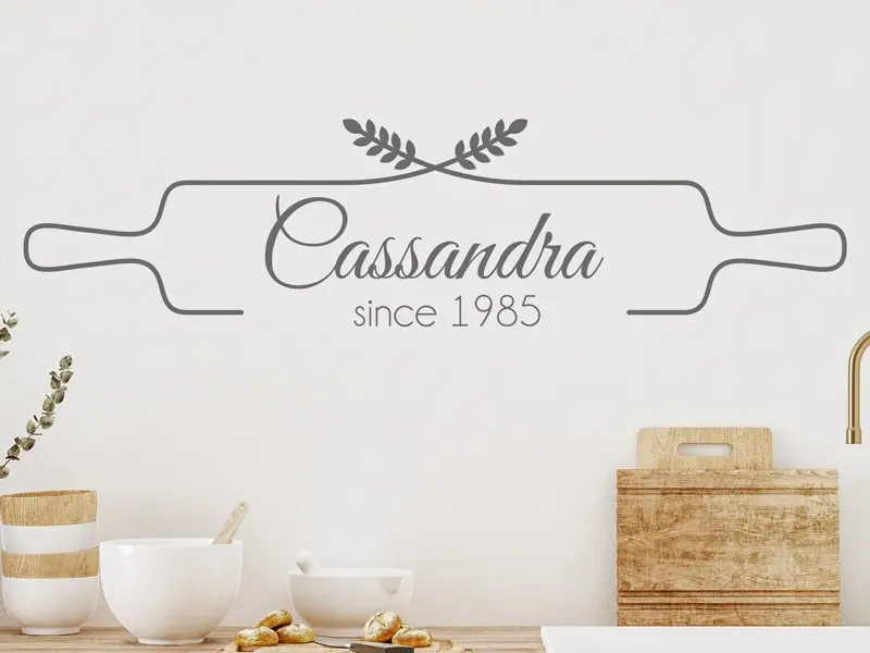 Autocolante de parede Rolo de pastelaria com texto personalizado