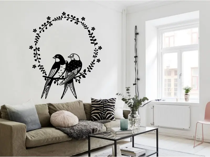 Sticker mural Stickers Oiseaux Hirondelles décoratifs résultat en situation Sticker Hirondelles décoratifs