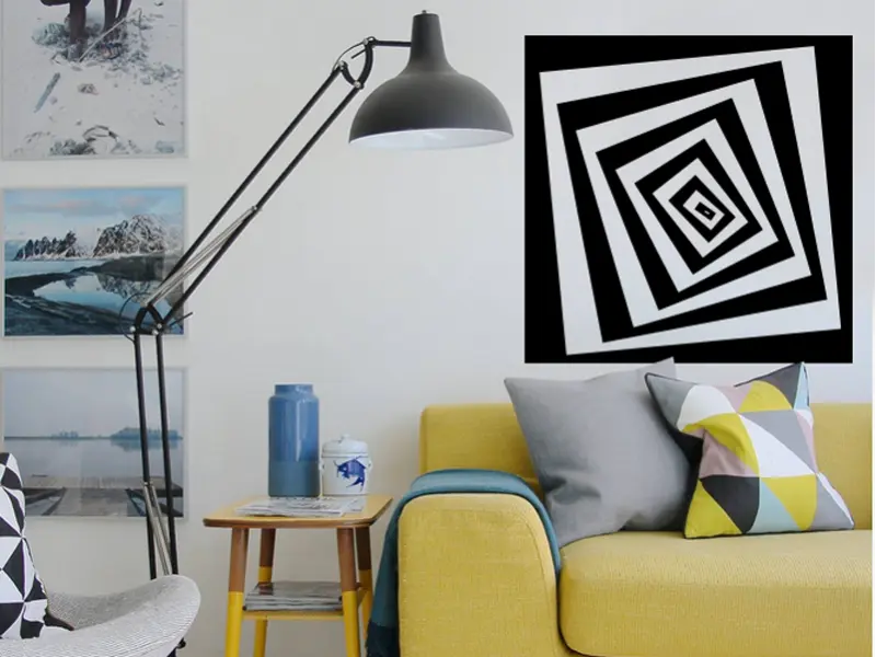 Sticker mural Illusion & Abstrait Carré Illusion résultat en situation Sticker Carré Illusion