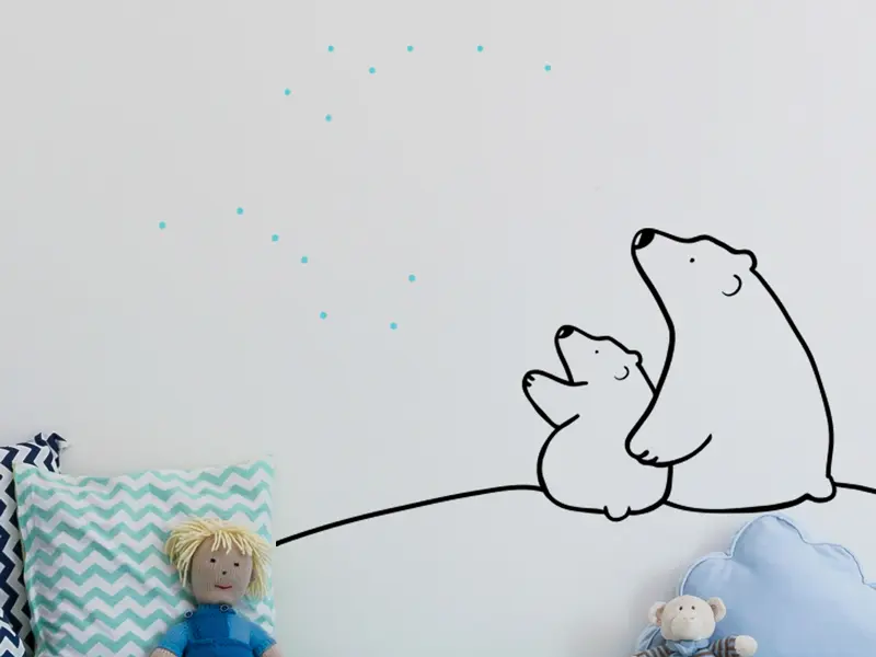 Sticker mural Oursons Etoiles petite et grande Ours résultat en situation gros plan Sticker Etoiles petite et grande Ours