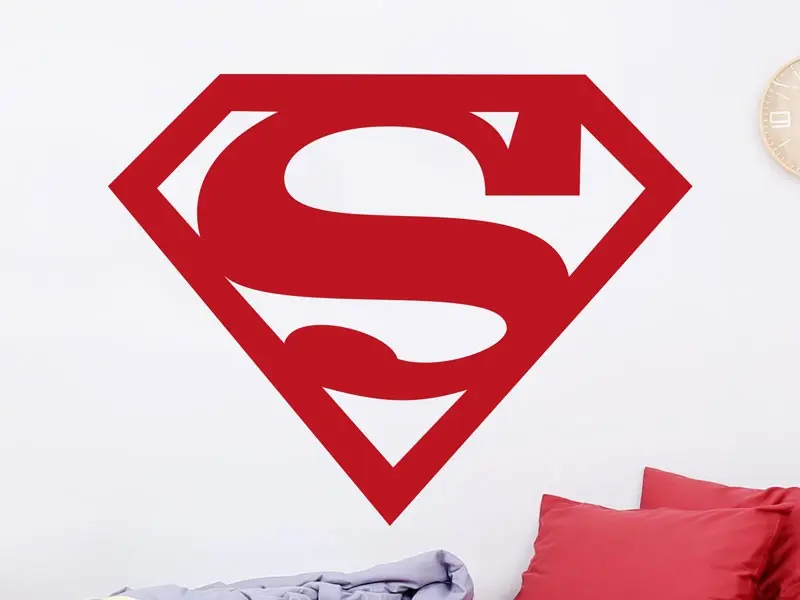 Autocolante Logo Superman résultat en situation gros plan Autocolante Logo Superman