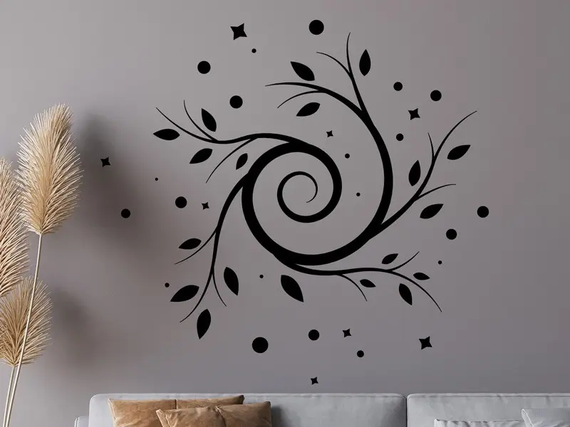 Sticker mural Stickers muraux fleurs Ornement Spirale Floral résultat en situation gros plan Sticker Ornement Spirale Floral
