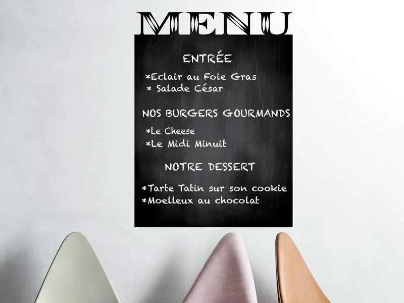 Sticker mural Stickers Ardoises Ardoise MENU résultat en situation Sticker Ardoise MENU
