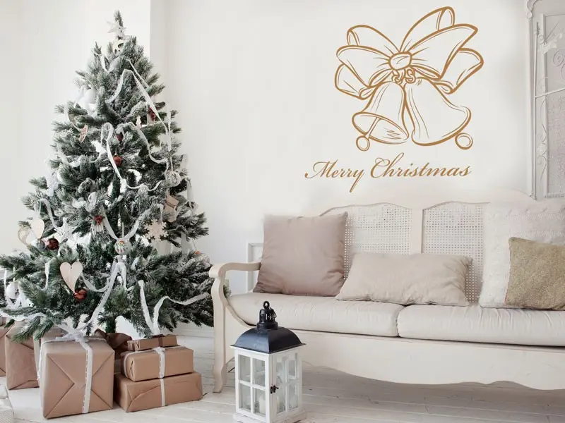 Sticker mural Noël Cloches Personnalisable résultat en situation Sticker Cloches Personnalisable
