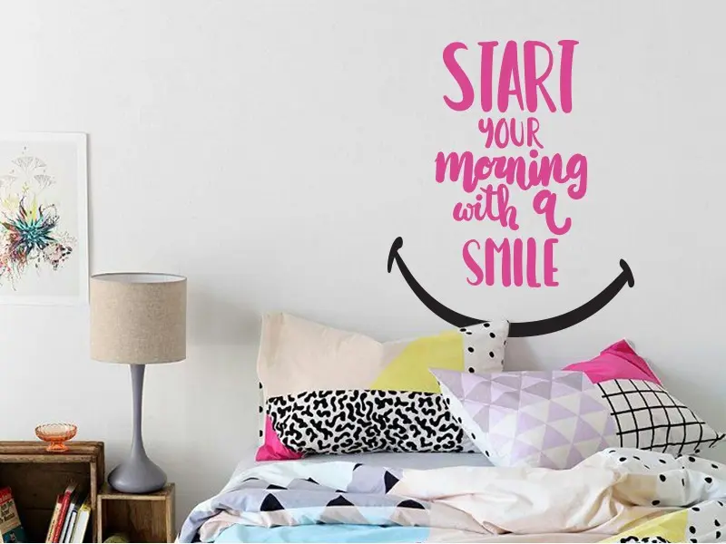 Sticker mural Text Morning Smile résultat en situation