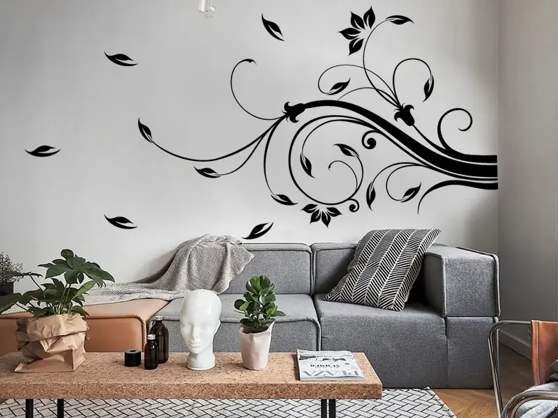 Sticker mural Stickers muraux fleurs Florale 1 résultat en situation Sticker Florale 1