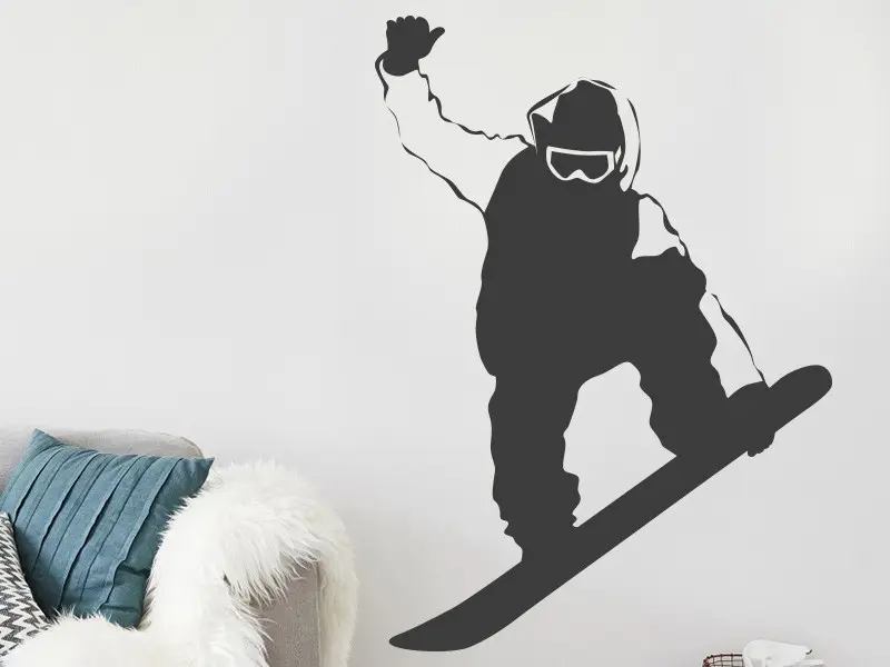 Sticker mural Skate & Ride Snowboard résultat en situation gros plan Sticker Snowboard