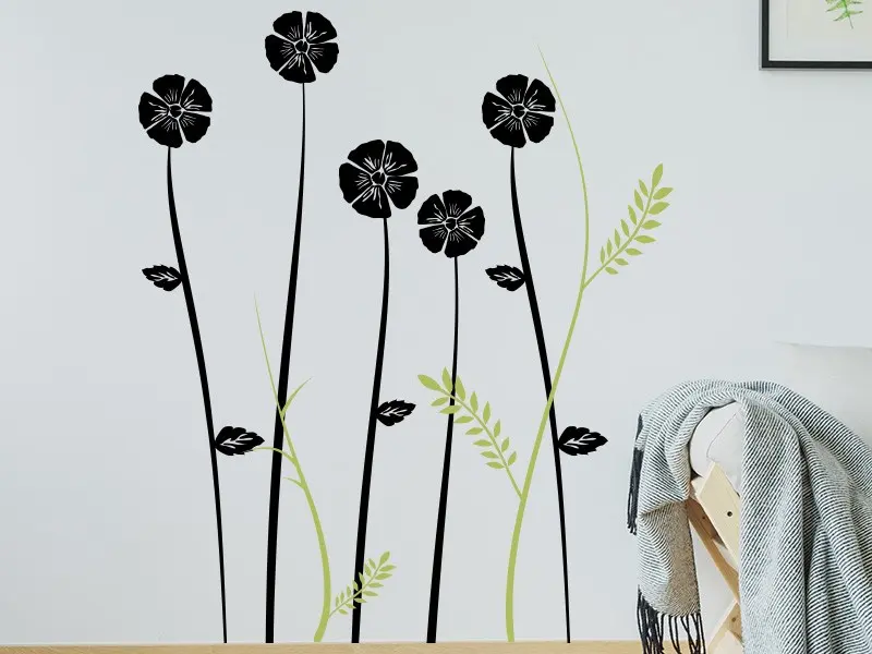 Sticker mural Stickers muraux fleurs Ensembles Fleurs Bi-tons résultat en situation gros plan Sticker Ensembles Fleurs Bi-tons