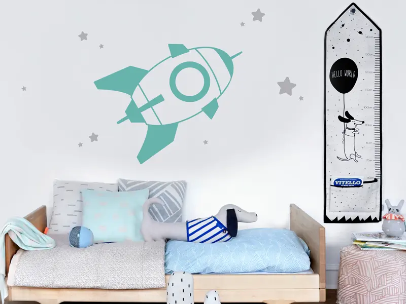 Sticker mural Espace Fusée 3 résultat en situation Sticker Fusée 3