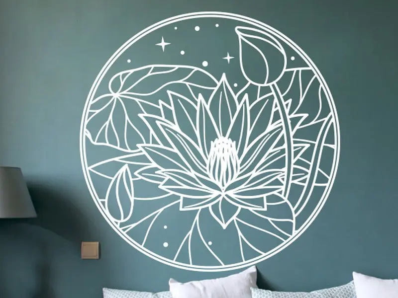 Sticker mural Symboles et Figures Fleur de Lotus Univers résultat en situation gros plan Sticker Fleur de Lotus Univers