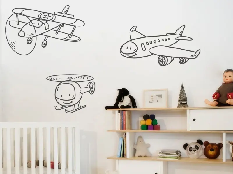Sticker mural Avions & Bateaux Pack Avions enfant résultat en situation Sticker Pack Avions enfant